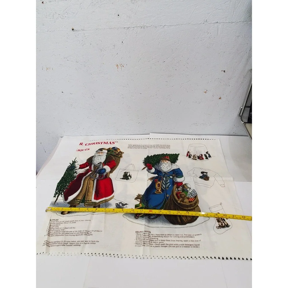 Vintage VIP Fabrics Olde Father Christmas Applique Cotton Fabric Panel Victorian